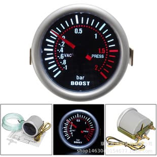 Best Seller 2 inch 52MM Turbo Boost Gauge BAR Black Face Silver Outer Ring Car Gauge Modified Gauge
