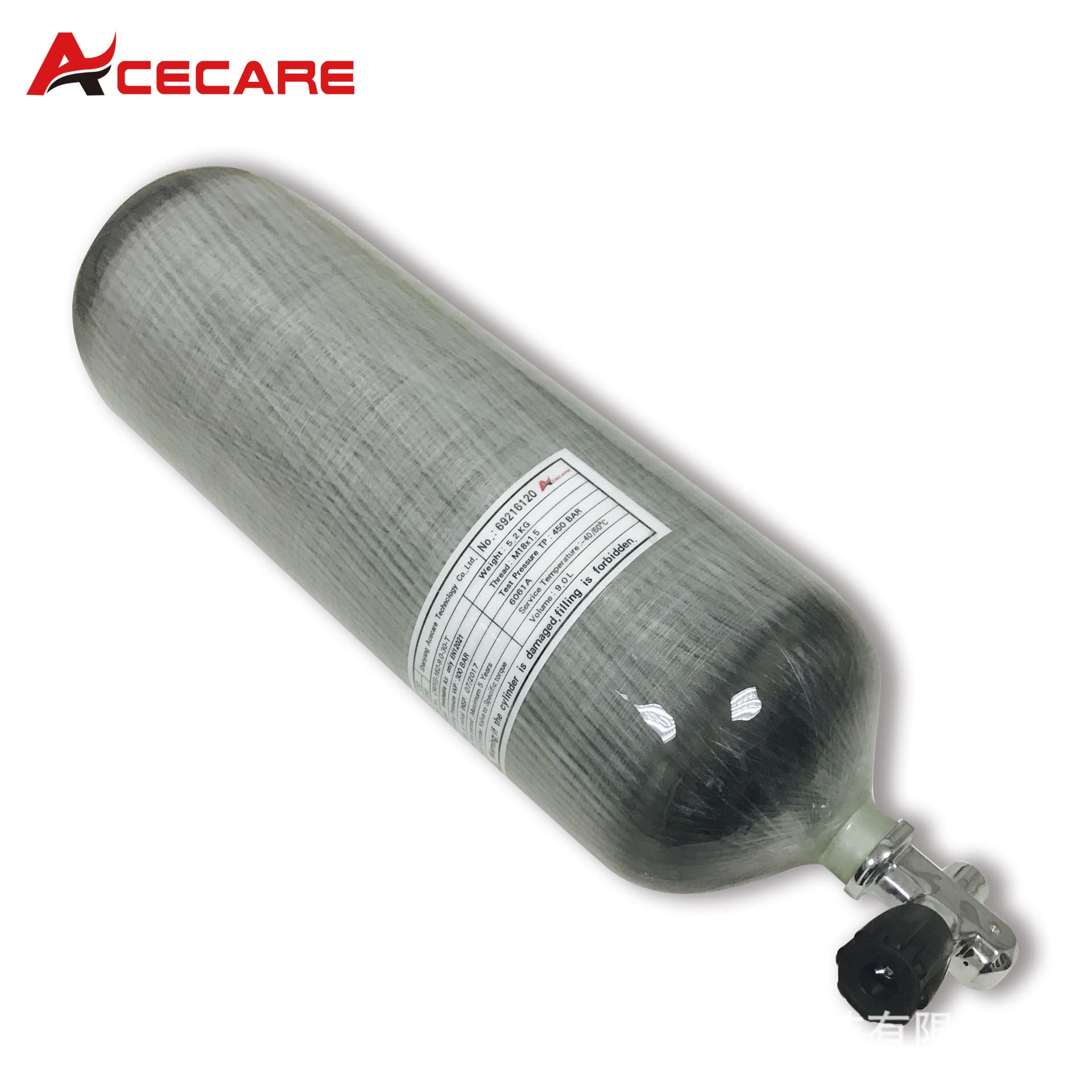 9L Carbon Fiber Gas Cylinder 30MPa + Various Breathing Valves + Large to Small Cylinder Inflation Valve Full Set Cylinder Combination