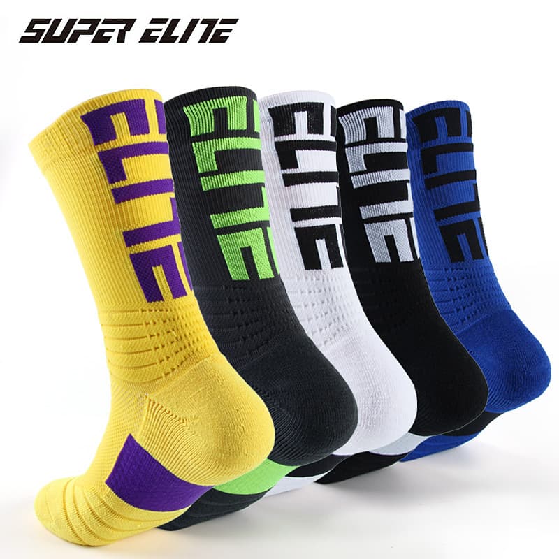 Men's Elite Basketball Socks Elite Letter Intermittent Terry Thick Anti-Slip Sports Socks Trendy Socks