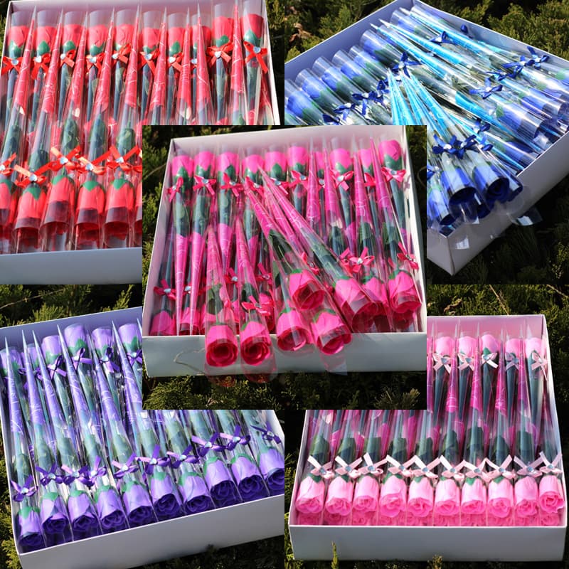 Single Stem Soap Flower, Simulated Rolled Soap Flower, Creative Gift for Valentine's Day, Ground Promotion Small Gifts Wholesale