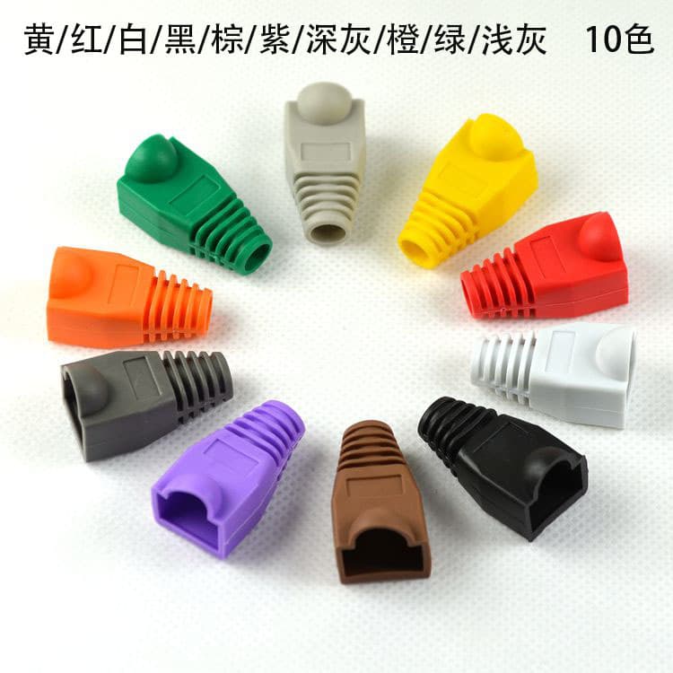 RJ45 Crystal Head 8P8C Protective Sleeve Network Cable Cover 0.6-0.65 Yellow Blue Orange Purple Transparent Grey Rubber Sleeve