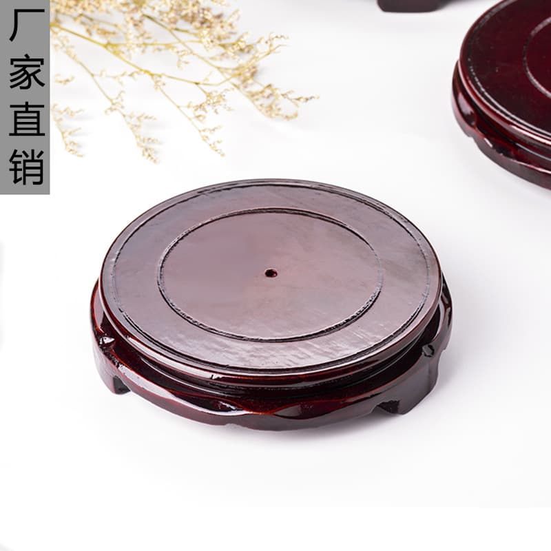 Rotatable imitation solid wood round base for flower pots, fish tanks, handicrafts, solid wood ornaments, vases, rare stones, and Buddha statues.