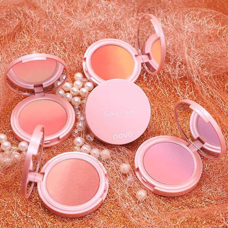 NOVO Dual Tone Blush Palette Natural Nude Makeup Gradient Pink Cheek Color Beauty Cosmetic Product for Universal Skin Types