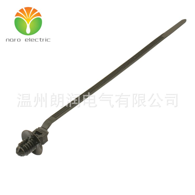 Automotive cable ties with fir tree head and disc fixators, model 157-00185/T50SOSFT7-E.