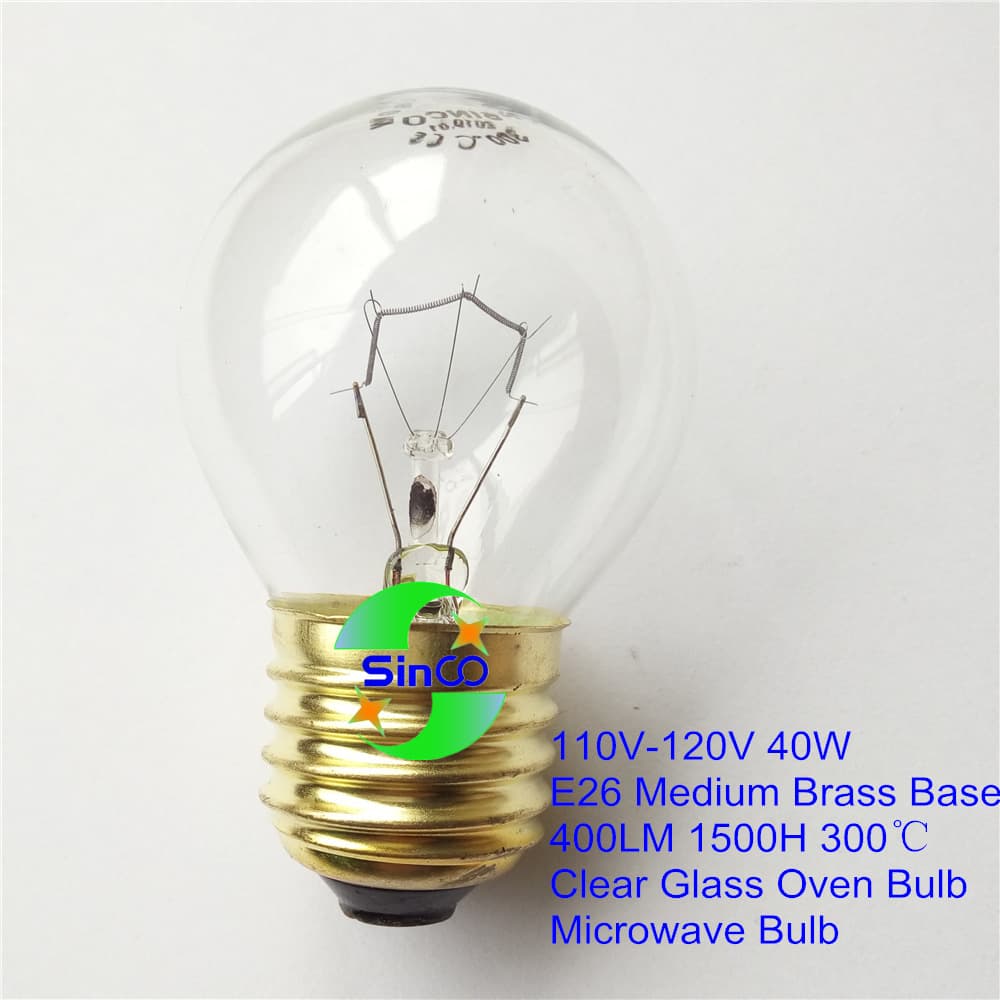 110V-120V 40W 25W E26 Oven Bulb, US Standard Oven Bulb for Electric Ovens, 300°C Rated