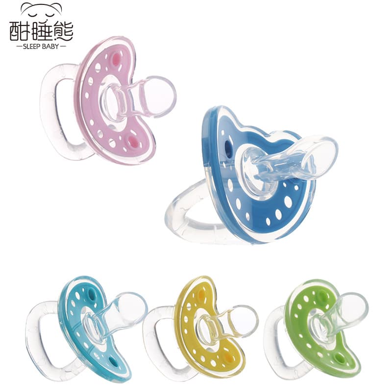 Full Silicone Baby Pacifier Soft Comfortable Dual-color Liquid Silicone Sleep Soother Baby Nipple Infant Feeding Supplies
