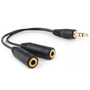 Gold-Plated Headphone 1-to-2 Audio Splitter Cable, 3.5mm Male to Dual 3.5mm Female, Headphone Couple Cable