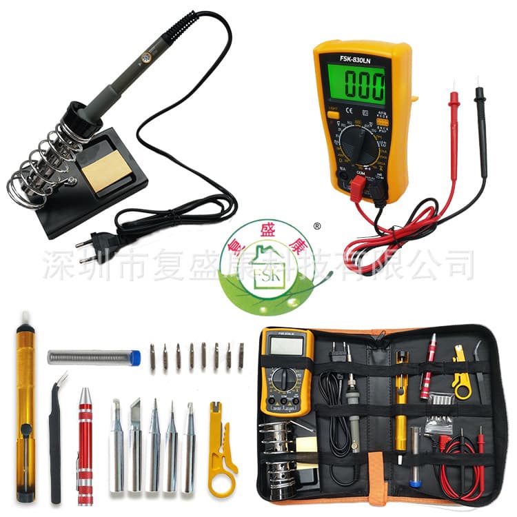 Soldering Iron Kit with Digital Multimeter, EU/US/UK Plug Soldering Iron Tool Set, Adjustable Temperature Soldering Iron
