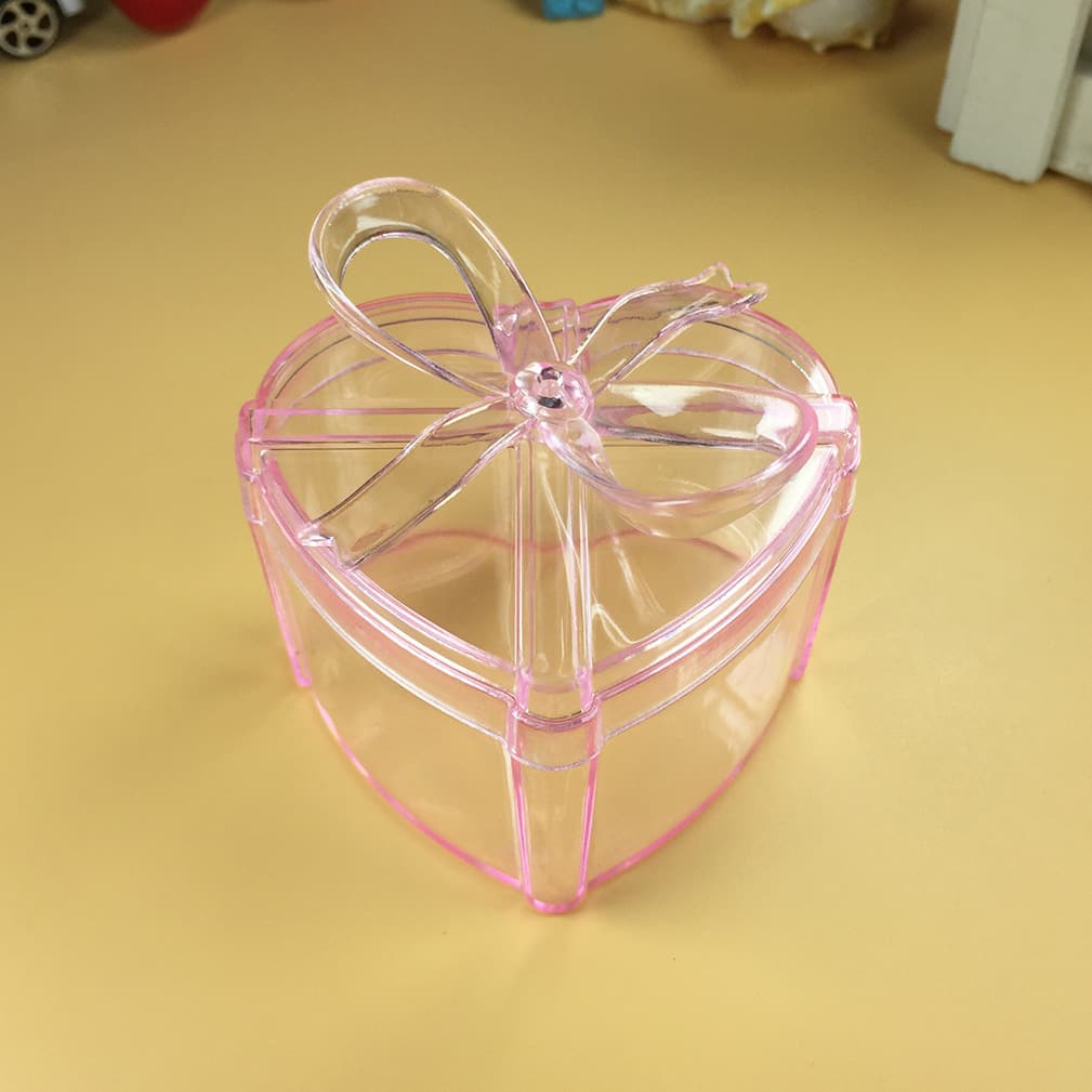 Cross-border Source Cross-border E-commerce Creative Wedding Candy Box Heart Shape Bow Transparent Candy Box Yiwu Factory Direct