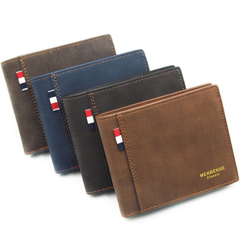 New frosted men's wallet, short, large capacity, stylish retro business wallet, factory direct supply.