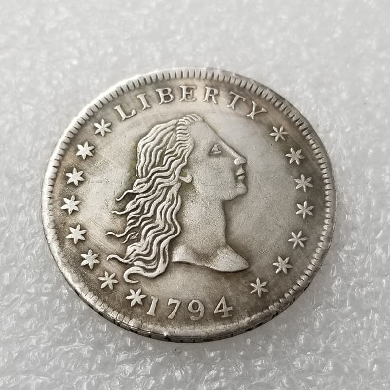 Antique handicrafts 1794 flowing hair brass silver plated silver dollar silver round wholesale #2204