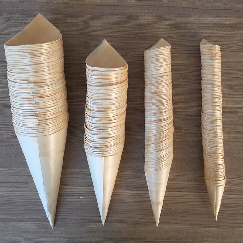 Disposable Wooden Peel Ice Cream Cup Wooden Peel Roll Container Cow Horn Cup One-time Use Dessert Utensils