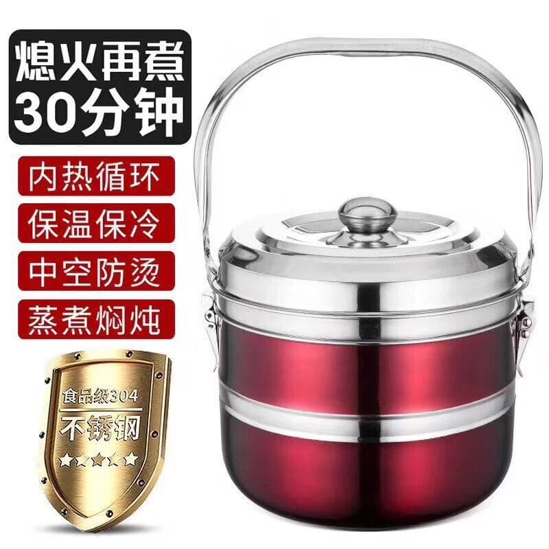304 Stainless Steel Flame-Free Reheating Pot, Gas and Electric Compatible with Long-Lasting Insulation for Energy-Saving Health Cooking