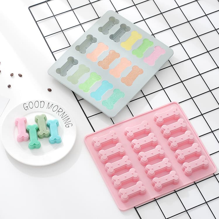 In Stock: 15-Cavity Bone-Shaped Silicone Cake Mold, Silicone Mold for Baking Cookies and Rice Cakes, Handmade Soap Mold