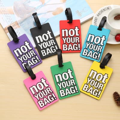 Best-selling PVC soft luggage tag with English letters, simple boarding tag, anti-loss