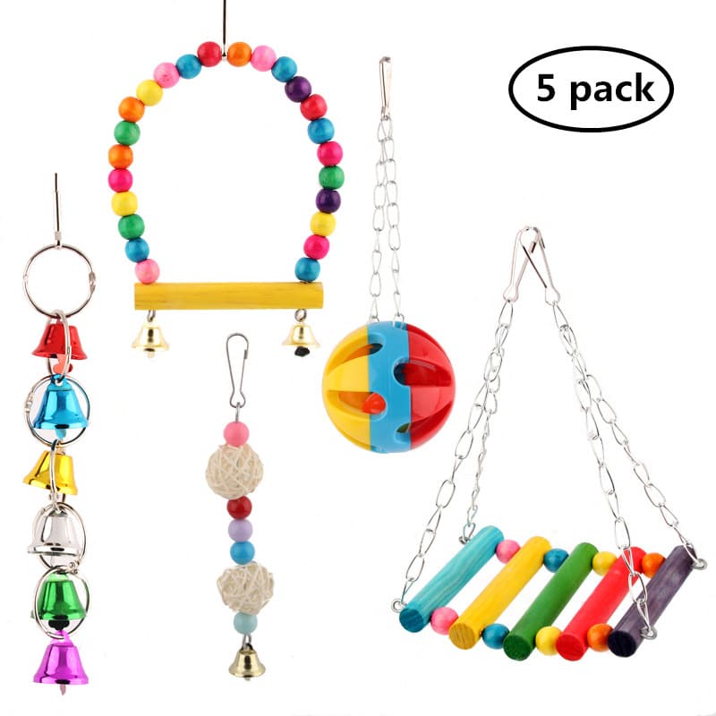 Parrot Toy Set Swing Bell Hanging Bridge Bird Supplies Cage Accessories
