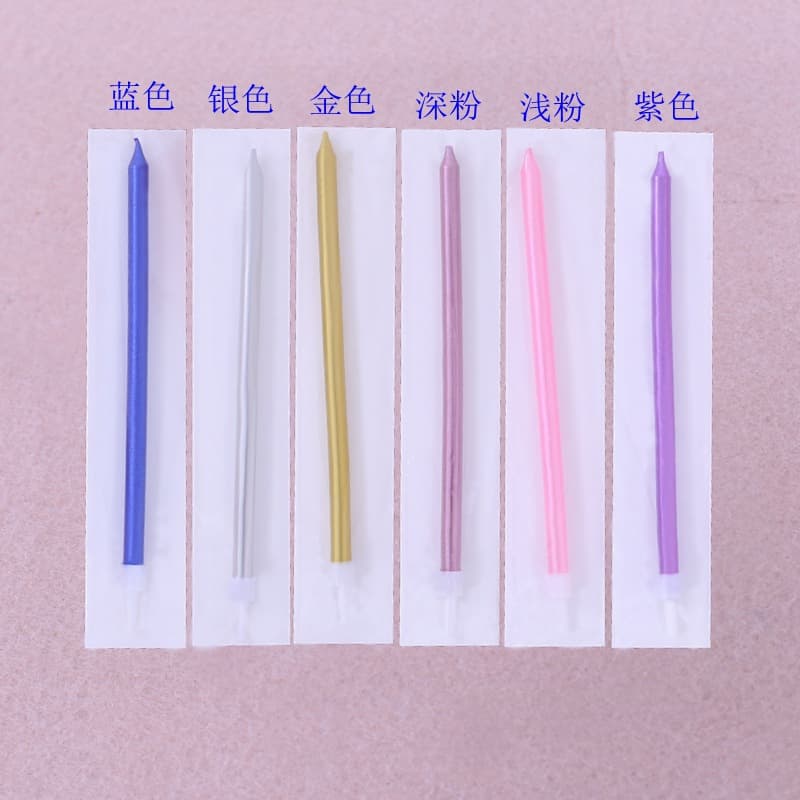 Gold Birthday Candle Silver Long Pencil Candle Romantic Electroplated Thin Candle Creative Gold-Plated Birthday Candle