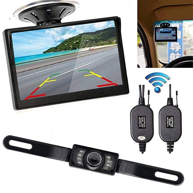 5-inch HD suction cup monitor long license plate frame reversing camera wireless rearview cable-free wireless reversing