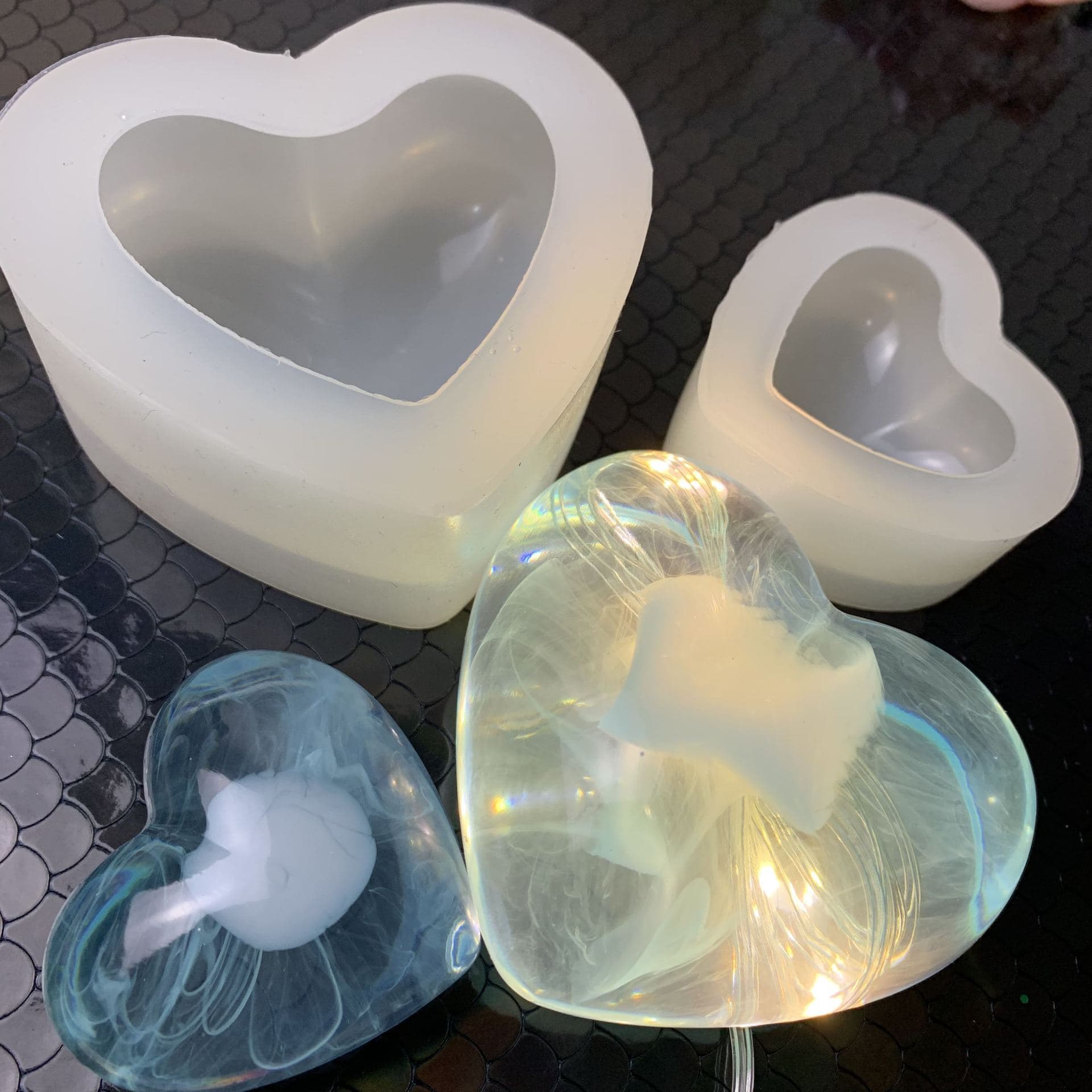 3d Stereoscopic Love Heart Mirror Silicone Mold Handmade Diy Crystal Drip Soap Heart Shaped Aromatherapy Plaster Handmade Soap