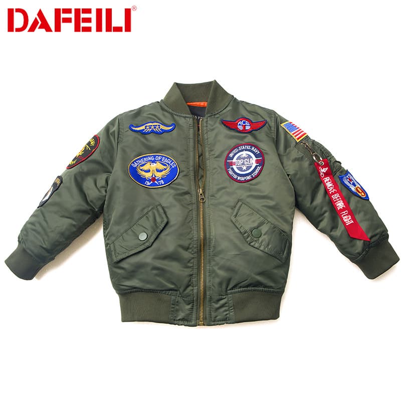 Trendy US Air Force children's clothing for boys and girls in autumn and winter quilted medium and large children's thickened bomber jackets cotton coats