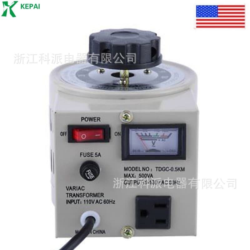 US Standard Gray-White Round Variable Transformer TDGC2-500VA 110V/0-130V American-Style Variable Transformer 500W