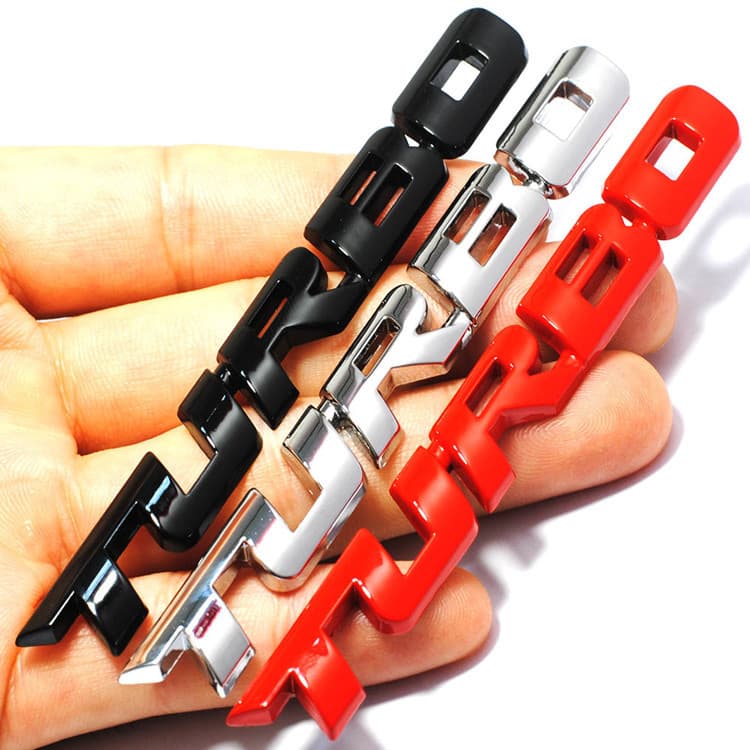 Alloy Car Modification Turbocharged Metal Car Sticker Sporty Body Tail Mark Side Decoration Sticker A01