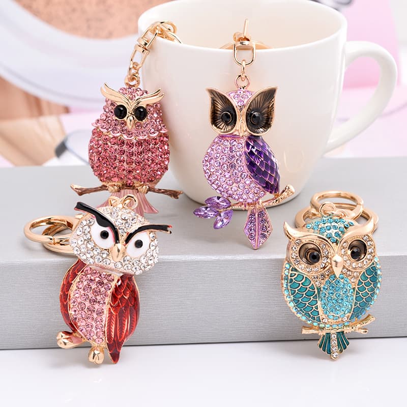 Cross-border Creative New Owl Series Alloy Keychain Manufacturer Accessories Girls Bag Pendant Wholesale