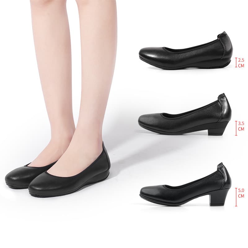 2026 Spring New Style High-Heeled Shoes, Round-Toe, Chunky Heel, Shallow Leather Shoes, Work Shoes, Large Size Office Professional Single Shoes for Women Wholesale