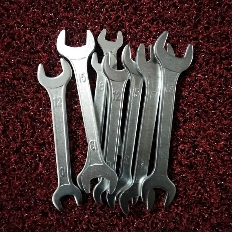 Special offer on homemade galvanized stamped open-end wrenches for children's bicycle and stroller brackets, double-ended open-end wrenches with matching open end caps.