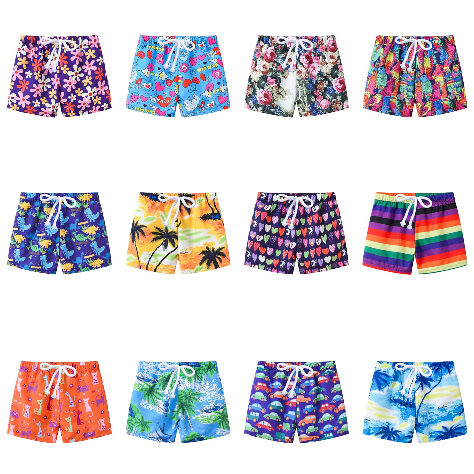 Summer New Kids' Fashion Printed Adjustable Drawstring Boxer Shorts, Hot Spring Fashion Beach Shorts