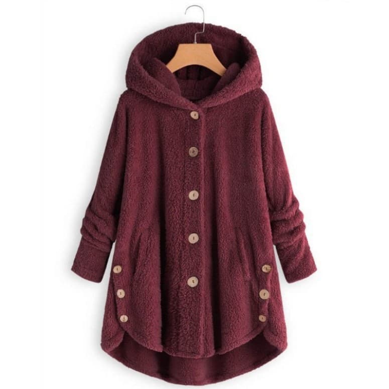 Amazon eBay 2022 Winter New Fashion Women's Button Plush Top Irregular Trendy Solid Color Coat