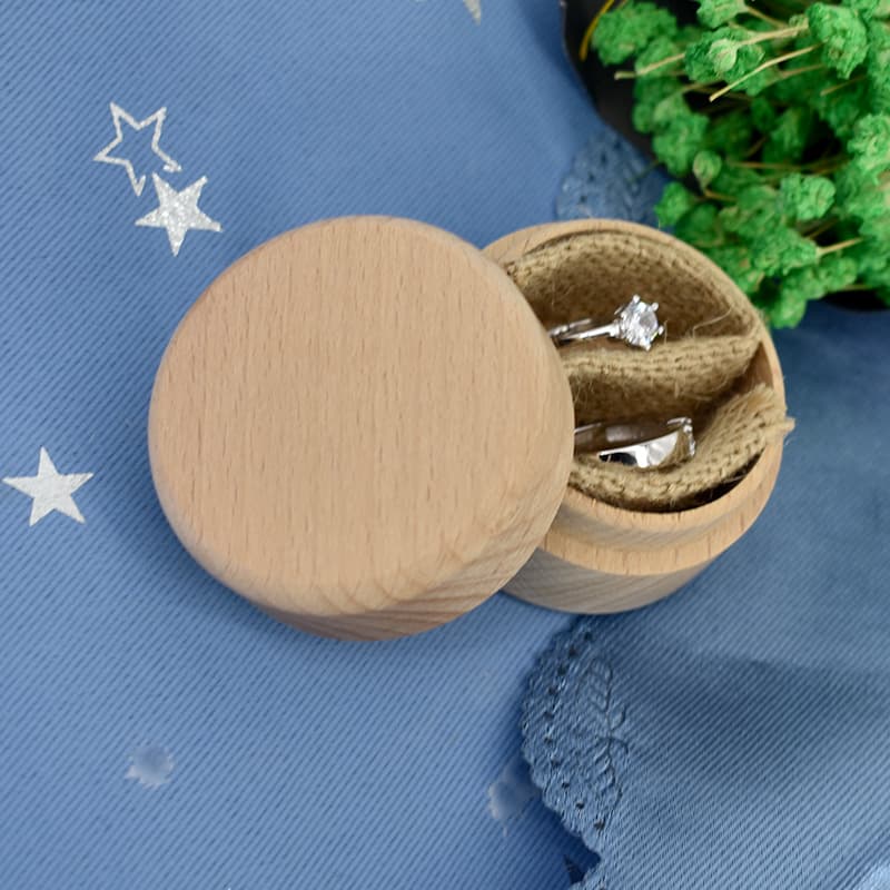 Wooden Wedding Ring Box Jewelry Storage Box Vintage Ring Holder with Wedding Logo