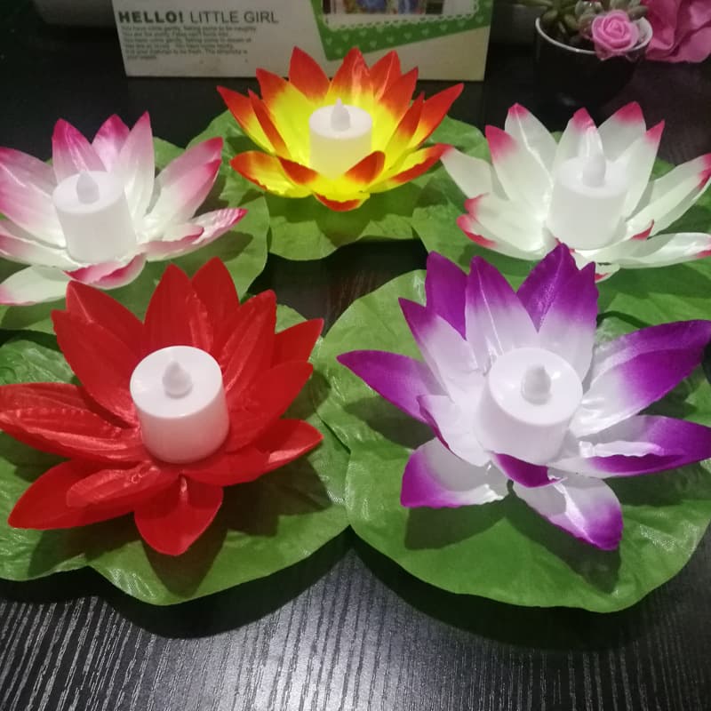LED silk fabric colorful river lanterns, electronic candle lotus lanterns, Spring Festival supplies, silk lotus lanterns, wholesale from manufacturers.