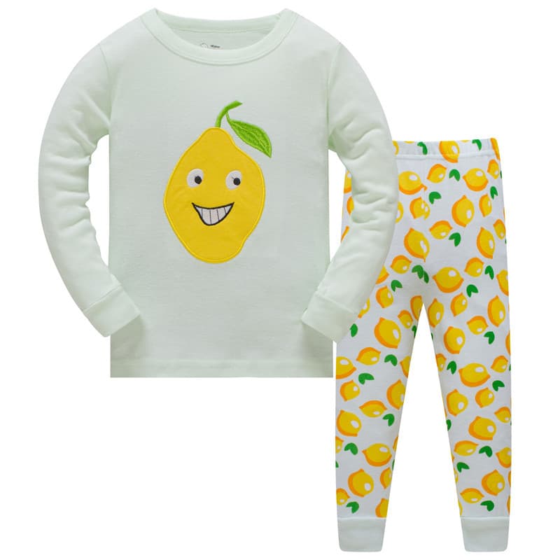 Long Sleeve Ribbed Cotton Kids Sleepwear Home Clothes Air Conditioning Suit Full Cotton Pajamas for Children 3-8 Years Old