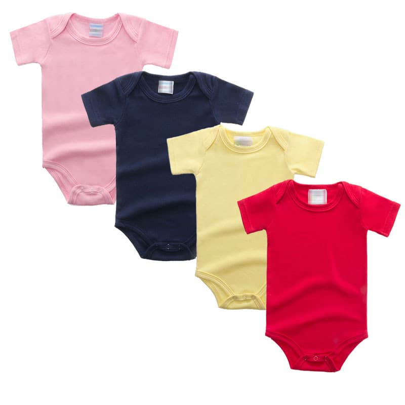 Baby Solid Color Bodysuit Infant Clothes Onesie Crawling Suit Short Sleeve Baby Triangle Diaper Cover Baby Clothes