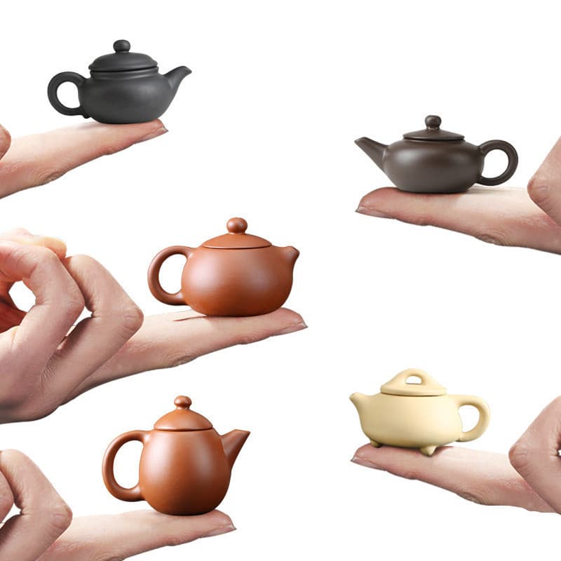 Factory Zisha Tea Pet Small Teapot Fingertip Pot Xishi Pot Handle Pot Milk Tea Beverage Decoration Lid Accessories Wholesale