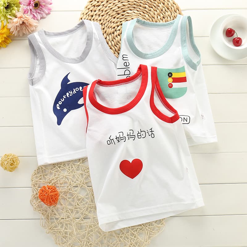Kids Vest Summer New Arrival Boys Sleeveless Cotton Top 25 Korean Style Girls Undershirt Breathable Vest for Toddlers and Kids