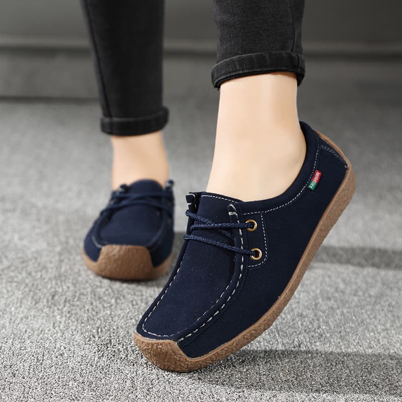 Spring Women's Casual Flat Loafers, Comfortable Lace-up Snail Shoes, Mother Shoes Wholesale