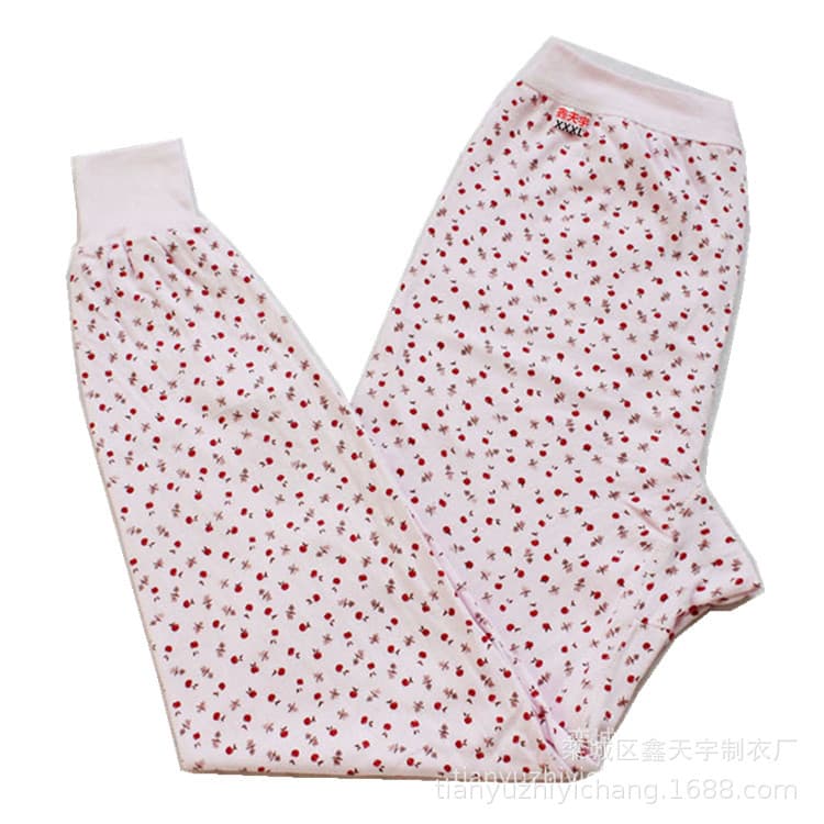 Factory wholesale of women's cotton thermal underwear, plus size printed cotton trousers, warm and comfortable for middle-aged and elderly women.