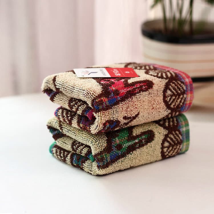 Gold Flag towel, wholesale pure cotton untwisted yarn cute little deer children's towel, dual-color E011