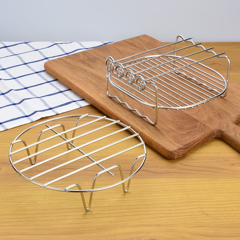 Stainless steel double-layer grill rack, air fryer accessories, barbecue rack, electric fryer accessories, square rack, steamer rack, bread rack