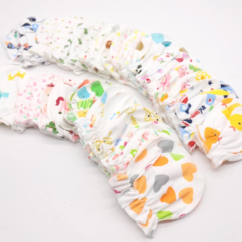 (Individual Packaging) In Stock Knitted Cotton Baby Anti-Scratch Gloves Newborn Anti-Scratch Face Small Gloves/Booties