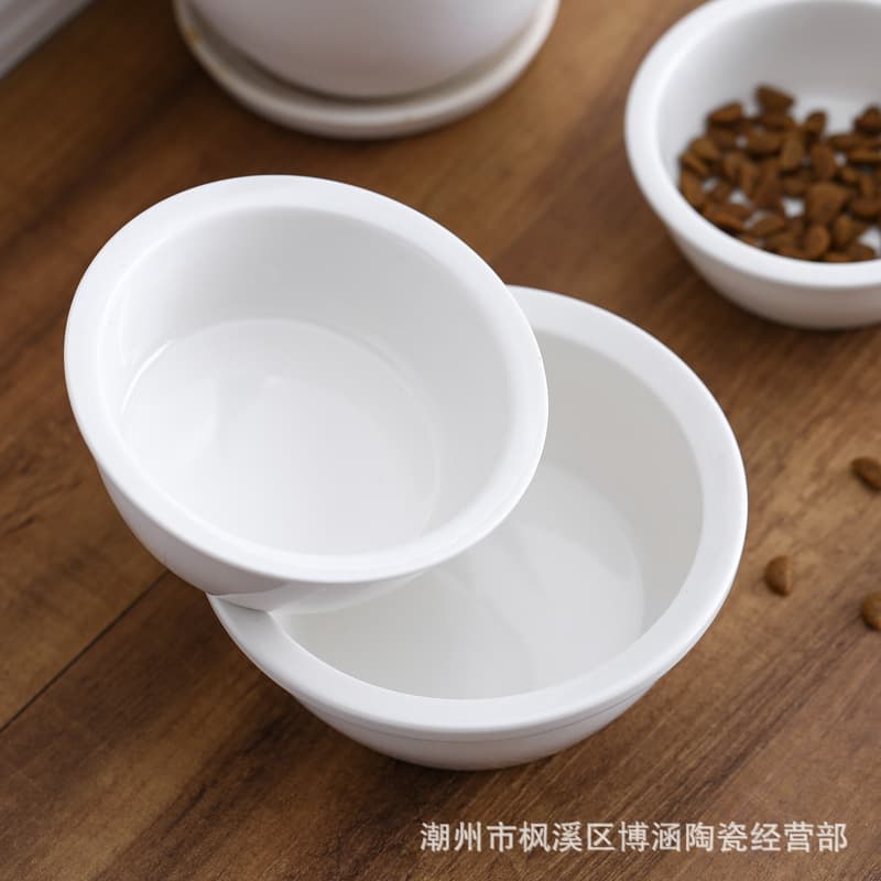 Pet Supplies Cat Bowl, Cat Dish, Pet Bowl, Dog Bowl, Cat Food Bowl, Pet Food Bowl, Ceramic Double Bowl with Bamboo Wood Stand