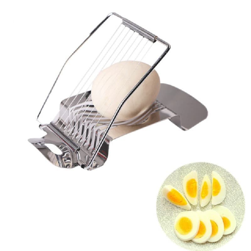 Kitchen Tool Stainless Steel Egg Slicer Decorative Cutter Divider Dual-Head Egg Dicing and Slicing