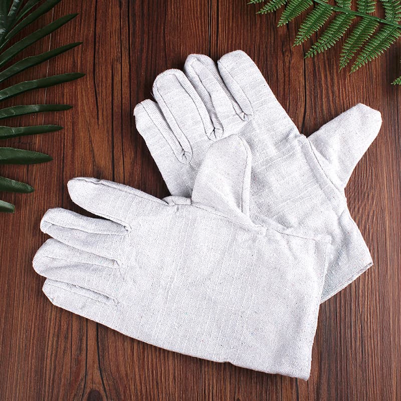 Canvas Gloves Wholesale 24-Ply Double-Layer Thickened White Cloth Welder Electric Welding Gloves Oil-Resistant Extended-Length Work Safety Gloves