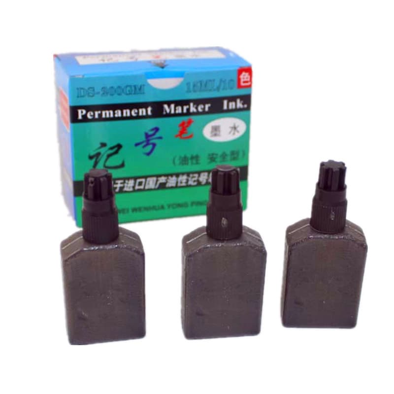 Marker ink, oil-based refillable, waterproof, fade-resistant, for markers, highlighters, and signature pens, black