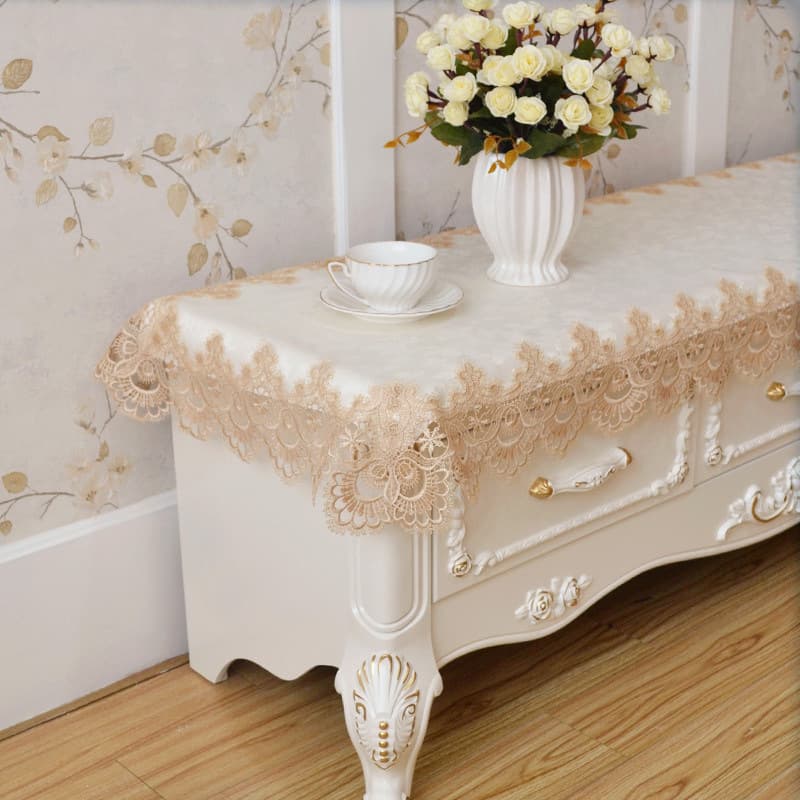 European Style Coffee Table TV Cabinet Cloth Lace Fabric Rectangular Nail Table Cover Dressing Table Cover Dust Cover