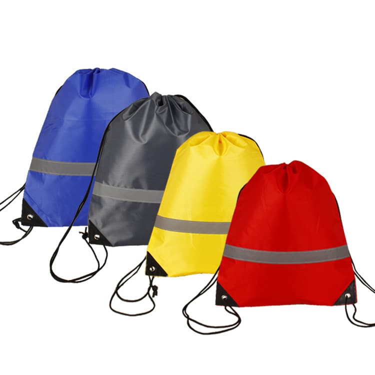 Stock 210D Polyester Backpack with Reflective Strips, Emergency Logo Printing for Student Training/Advertising