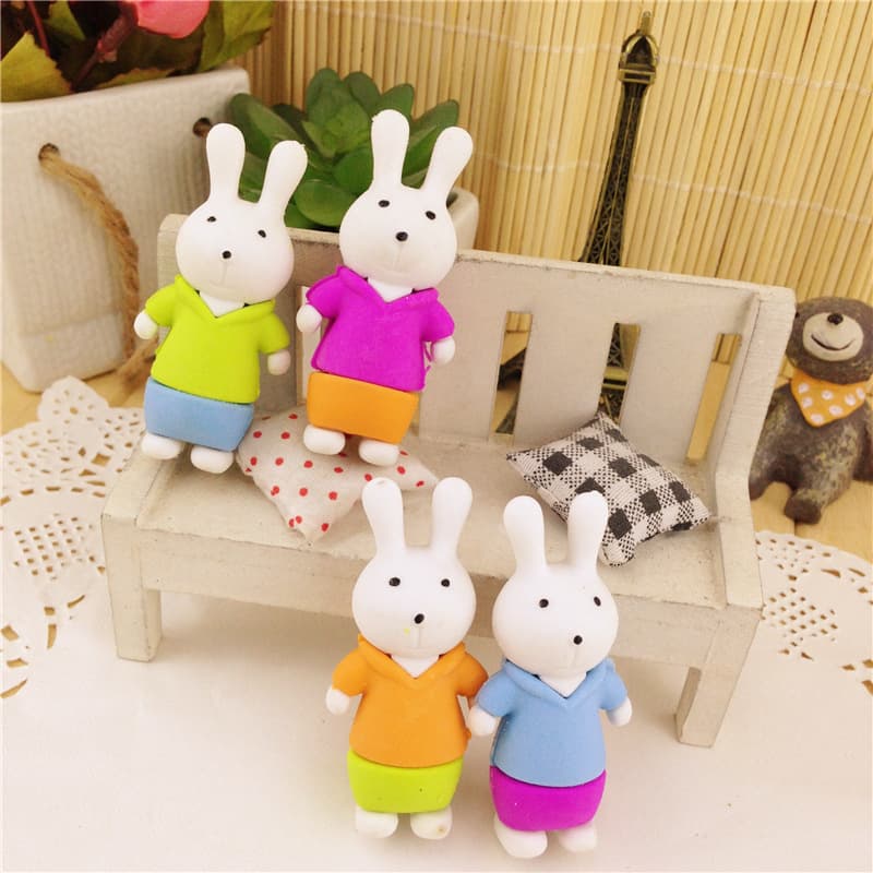 Creative Cartoon Rabbit Rubber Kindergarten Pupil Prize Easter Bunny Rubber Gift Wholesale