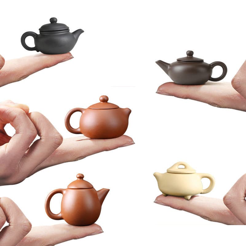 Creative Tea Pet Fingertip Teapot, Mini Purple Sand Teapot, Small Pocket-sized Handmade Cultivable Tea Pet, Mini Zen Ornament